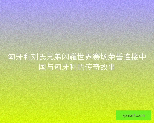 匈牙利刘氏兄弟闪耀世界赛场荣誉连接中国与匈牙利的传奇故事
